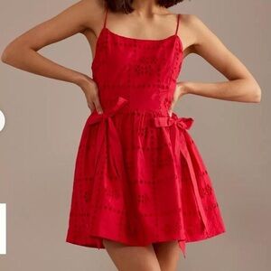 Damson Madder Red Broderie Anglaise Dress